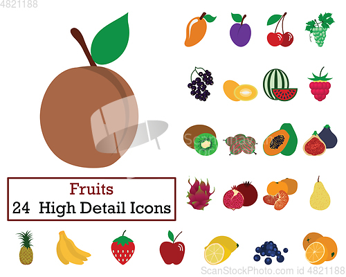 Image of Set of 24 Fruits Icons