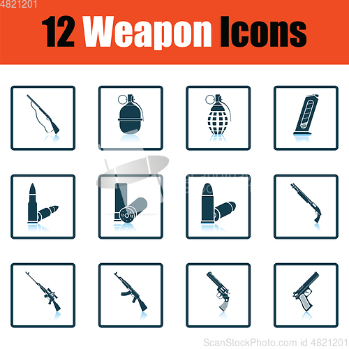 Image of Set of twelve weapon icons