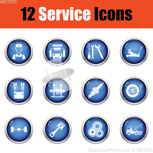 Image of Set of twelve Service station icons. 