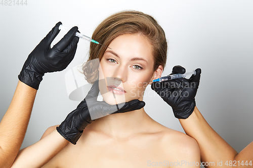 Image of girl getting beauty injection