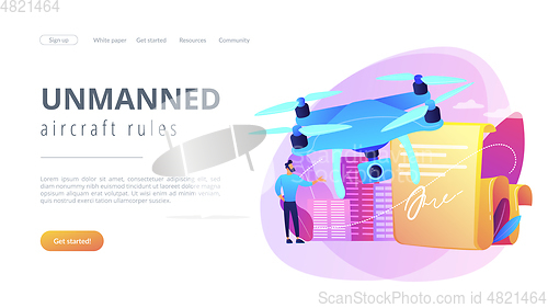 Image of Drone flying regulations concept landing page.