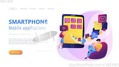 Image of Mobile application development vector illustration