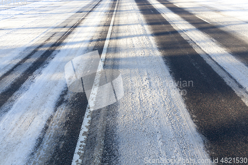Image of Road covered with snow