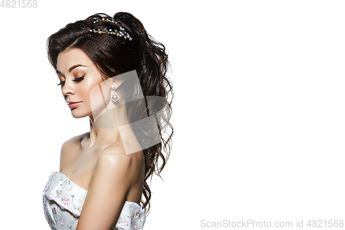 Image of beautiful bride in wedding gown