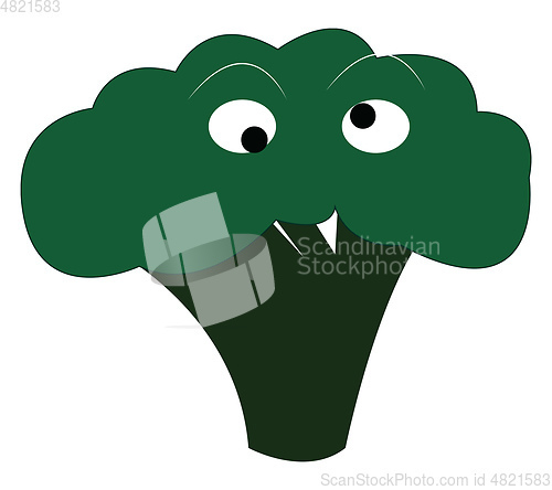 Image of A broccoli with teeth vector or color illustration