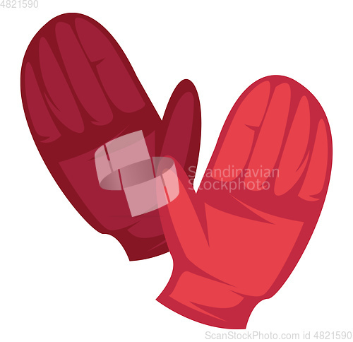 Image of Pair of red gloves simple vector illustration on a white backgro