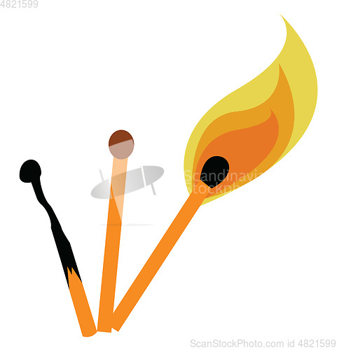 Image of Three matchsticks vector or color illustration