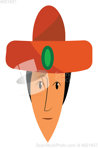 Image of Face of a person wearing a traditional orange hat vector color d