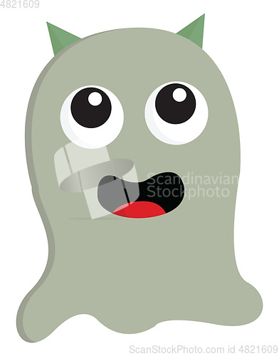 Image of Light grey smiling ghost vector illustration on white background