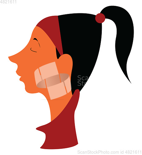 Image of Ponytailed girl with brown hair band vector or color illustratio