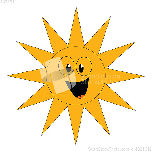 Image of Clipart of a laughing yellow sun vector or color illustration