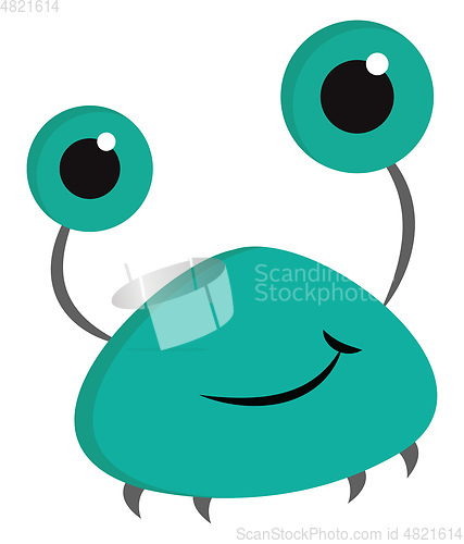 Image of Cute smiling turquoise monster vector illustration on white back