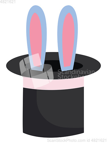 Image of A magician\'s hat that displays only the ears of a rabbit vector 