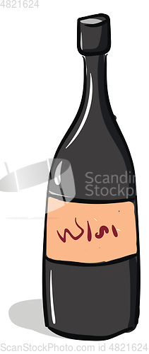 Image of Cartoon red wine bottle vector or color illustration