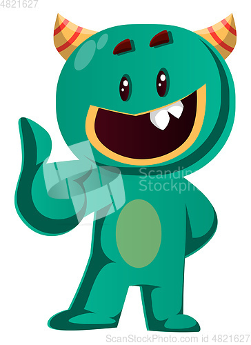 Image of Green monster giving thumb up vector illustration