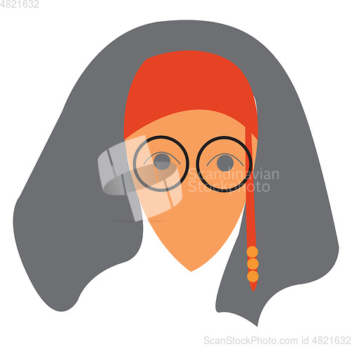 Image of Woman in glasses with boho headgear vector or color illustration