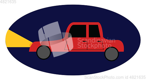 Image of Red car with lights onillustration vector on blue background