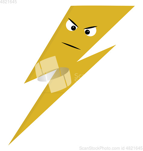 Image of Angry yellow lightning  vector illustration on white background 