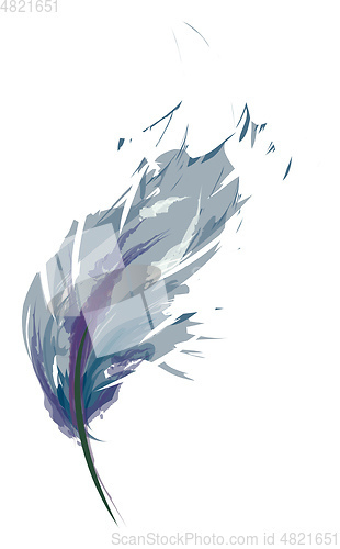 Image of Feather in shades of blue vector or color illustration
