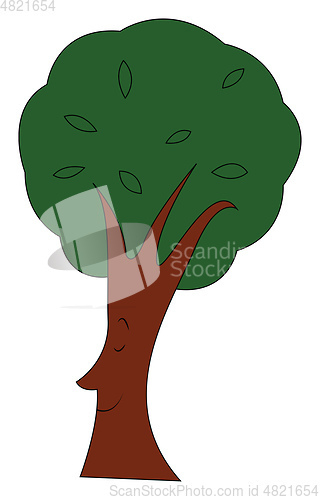 Image of Treetop with leaves illustration print vector on white backgroun