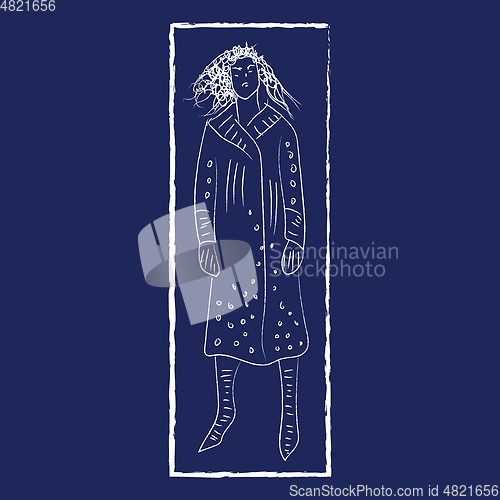 Image of Art of a girl vector or color illustration