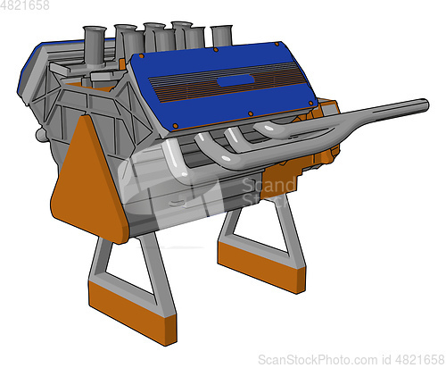 Image of Heavy machinery engine vector or color illustration