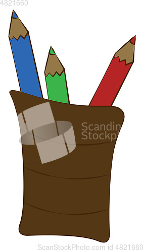 Image of Painting of a brown-colored pencil case vector or color illustra