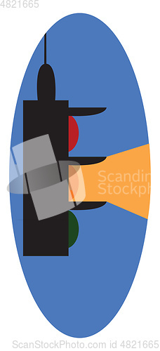 Image of Yellow traffic light for controlling traffic print vector on whi