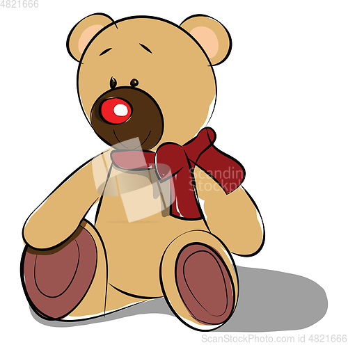 Image of A cute teddy bear soft toy with a red ribbon around the neck vec