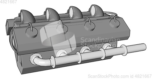 Image of Vector illustration of abstract grey car engine on white backgro