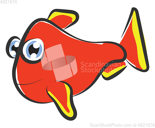 Image of Painting of a red-colored fish set on isolated background viewed