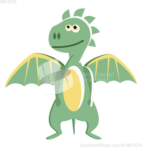 Image of A green baby dragon vector or color illustration