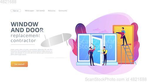 Image of Windows and doors services concept landing page