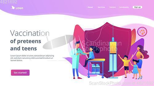 Image of Vaccination of preteens and teens concept landing page.