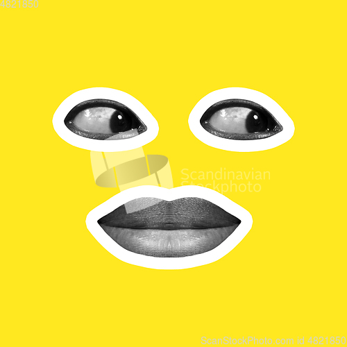 Image of Collage in magazine style on bright yellow background