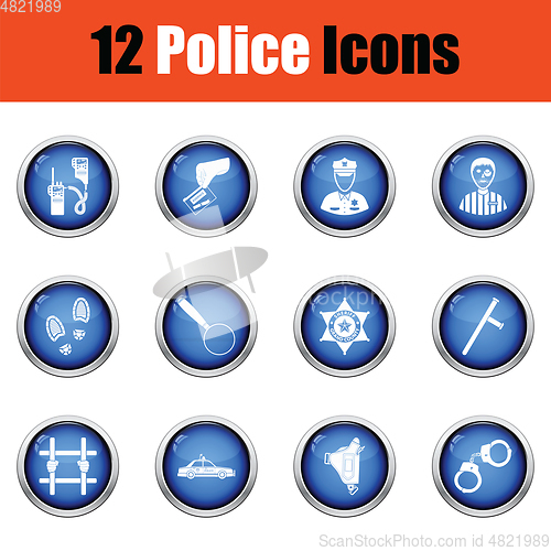 Image of Set of police icons. 