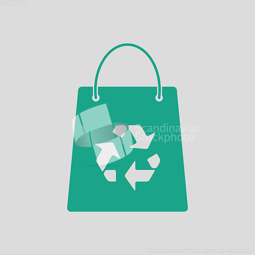 Image of Shopping bag with recycle sign icon