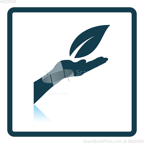 Image of Hand holding leaf icon