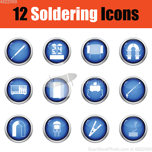 Image of Set of twelve soldering  icons. 