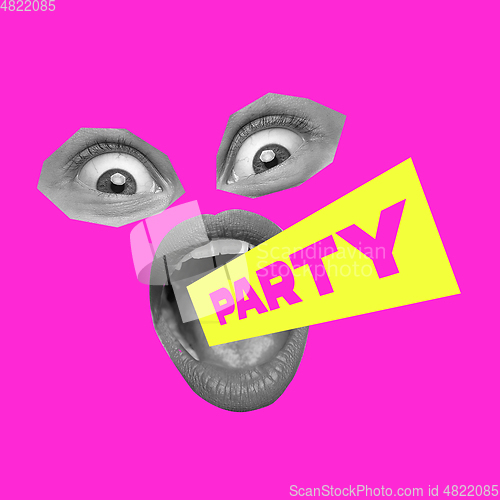 Image of Contemporary art collage, modern design. Party mood
