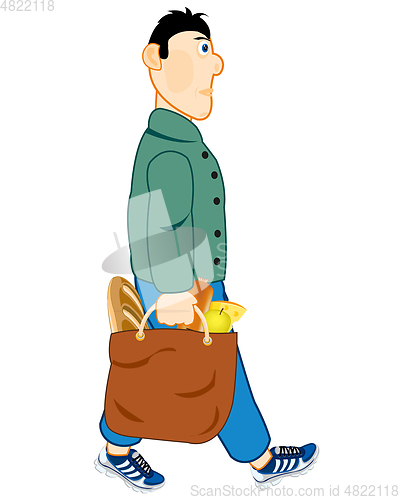 Image of Vector illustration men with bag of the products