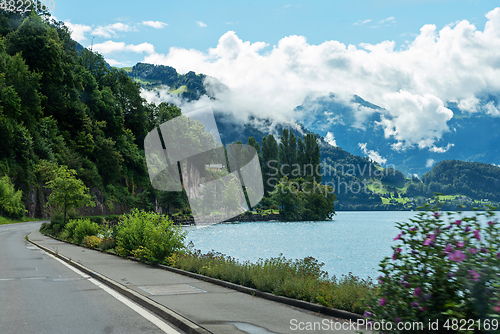 Image of Beautiful landscape in Switzerland Alps. Lucerne lake