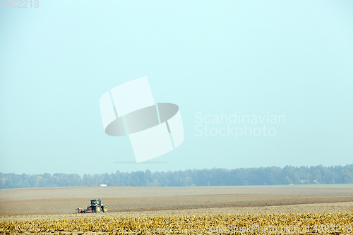 Image of Field with tractor, close-up