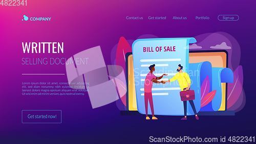 Image of Bill of sale concept landing page