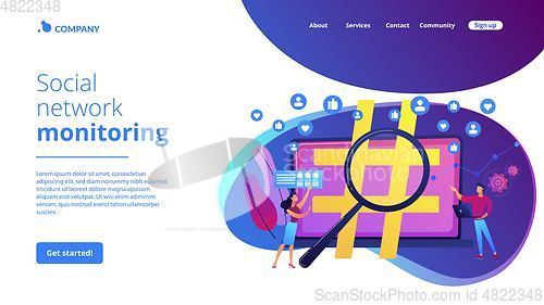 Image of Social network monitoring concept landing page