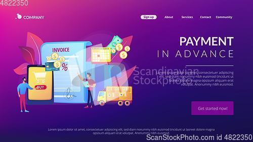Image of Prepayment terms concept landing page
