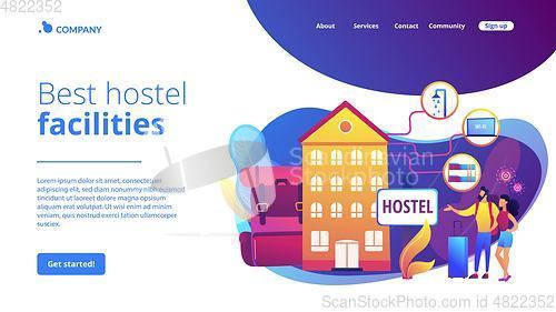 Image of Hostel services concept landing page