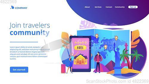 Image of Hospitality and travel clubs concept landing page