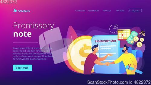 Image of Promissory note concept landing page