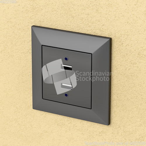 Image of Black wall socket with USB ports